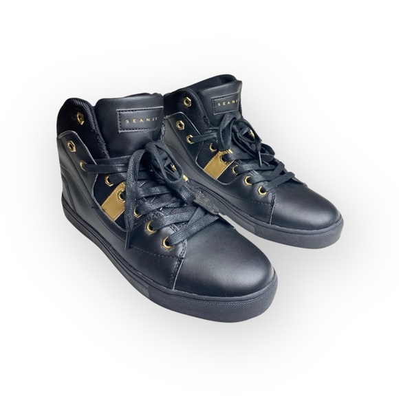 Sean John ᯾ Men’s Shoes Hardlined High Top Sneakers ᯾ Black + Gold ᯾ 8M EUR 41 - Picture 9 of 16